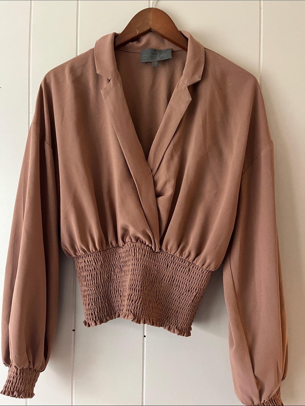 Smocked Waist Blouse in Dusty Rose